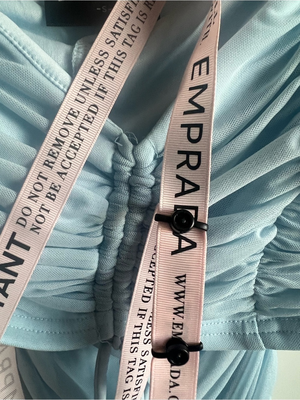 Emprada Two Piece Crop Blouse And Skirt Set Baby Blue Ruching Throughput — image 6 of 6